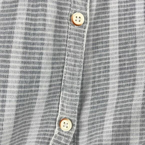 Anthropologie Isabella Sinclair Ivory & Grey Striped Button Down Shirt w Lace Pa - Picture 7 of 14